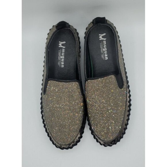 MUGUAN COMPANY 1997 Black Silver Jeweled Slip On Flats Size 250 = 8,5 US - Picture 3 of 11
